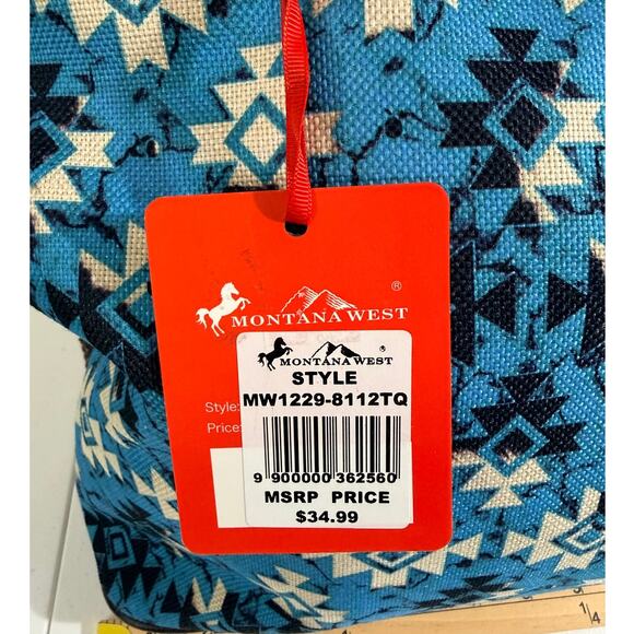 Montana West Concealed Carry Tote Blue Aztec Shoulder Bag Boho Western NWT - Picture 2 of 8